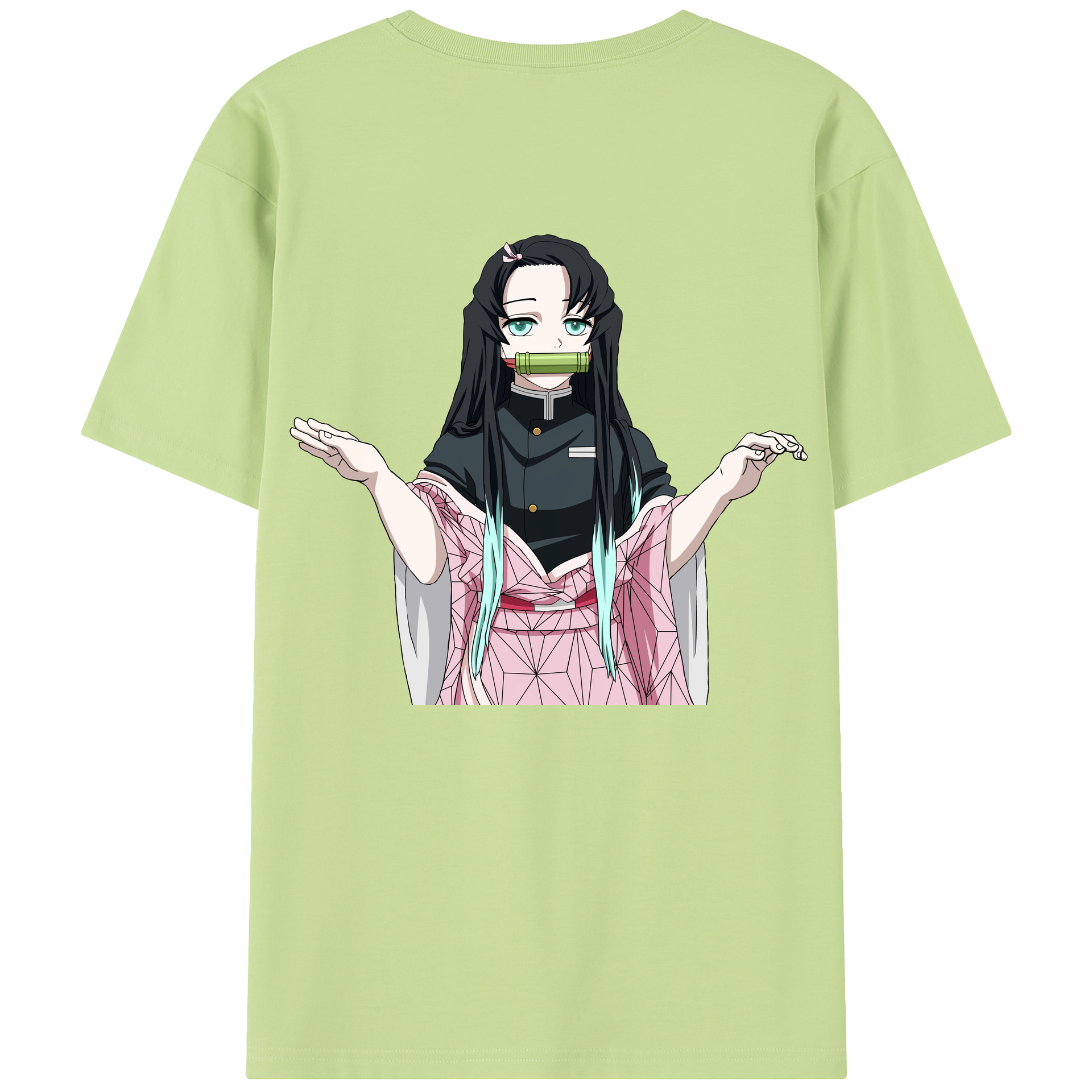 （画像用） 鬼滅の刃（きめつのやいば）竈門 禰󠄀豆子／かまど ねずこ Kamado Nezuko 綿100％半袖Tシャツ（背面プリント）